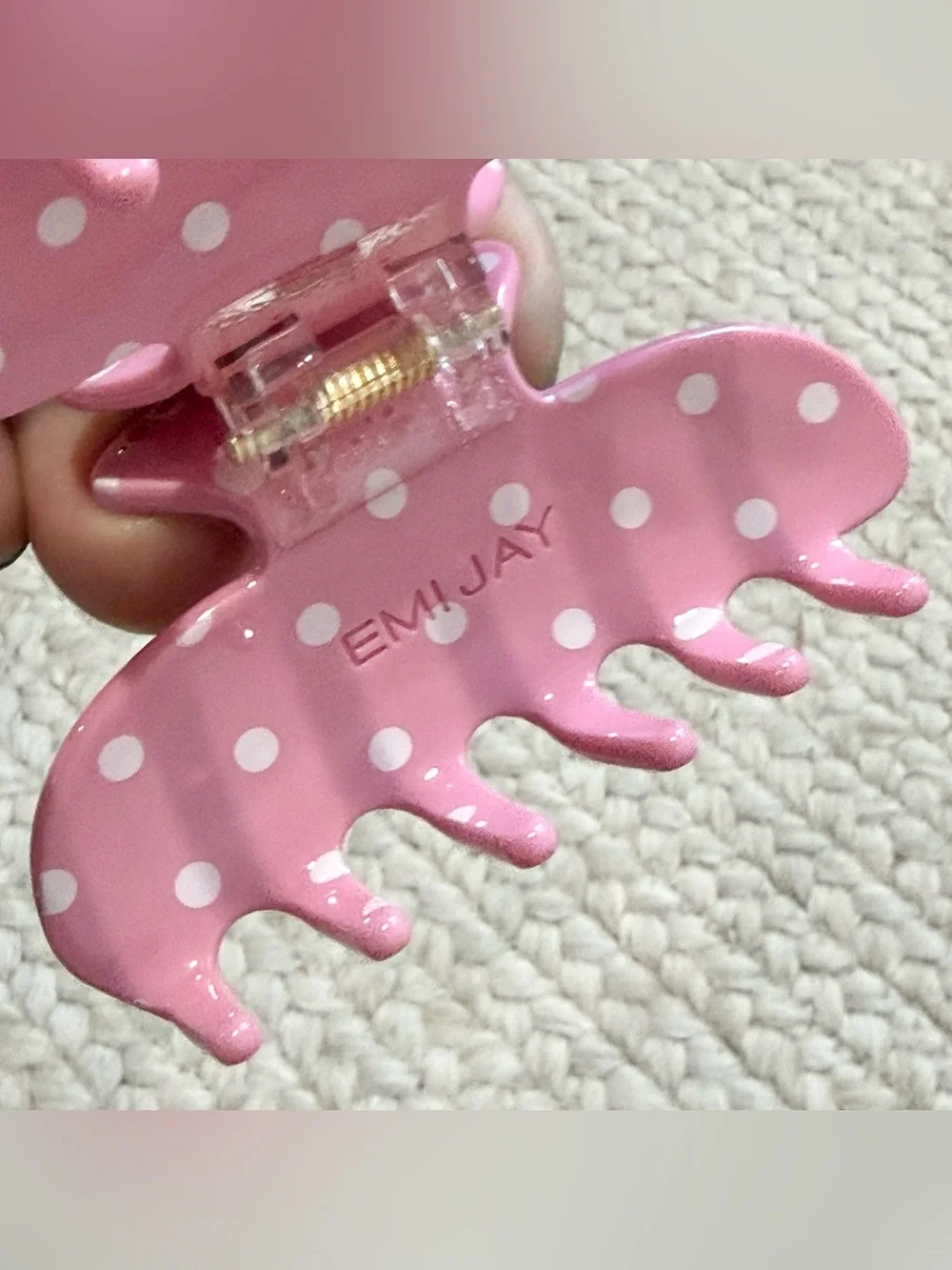 Emi Jay Sweetheart Berry Polka Dot Clip Pink Limited Edition